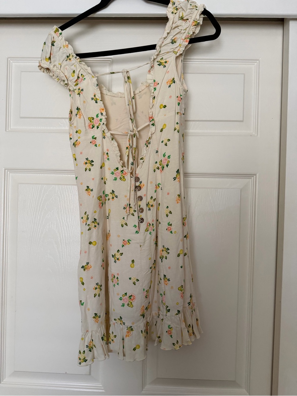 Cream Floral Ruffle Mini Dress - Picture 5 of 5